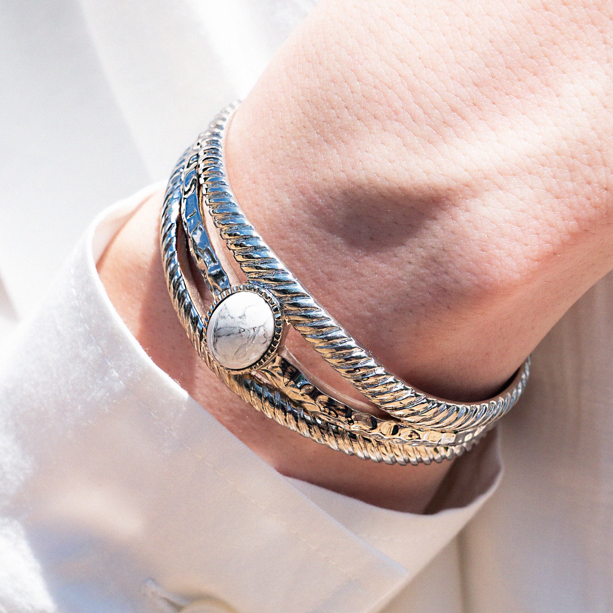 Ocean White Howlite Bangle