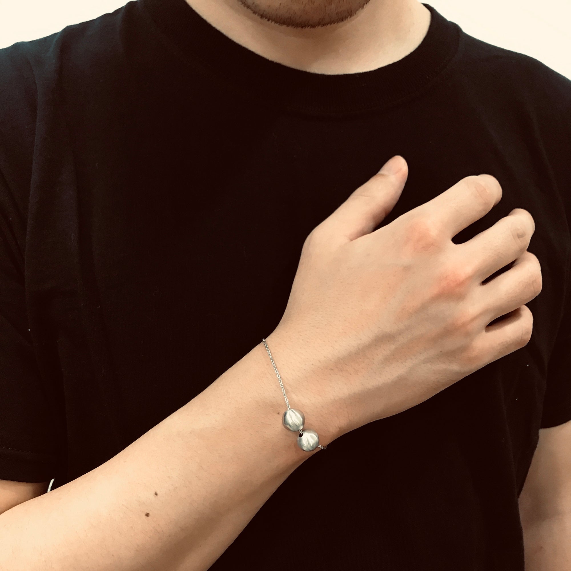 TOMOYUKI IWANAMI - Chain x Black Pearl Bracelet