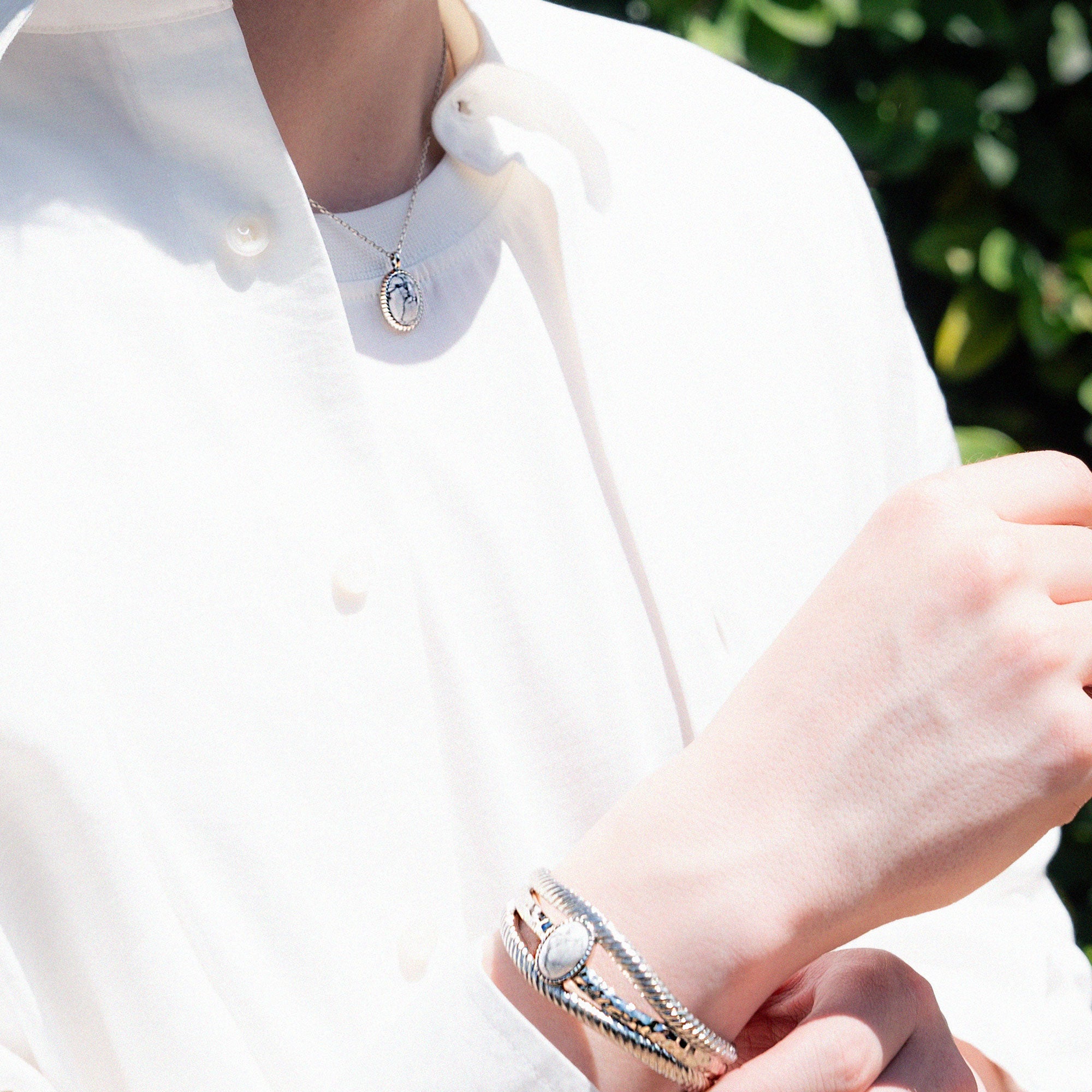Ocean White Howlite Bangle